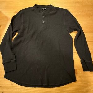 Basic quarter buttoned waffle shirt, L